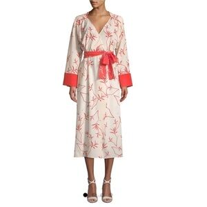 BORGO DE NOR Long-Sleeve Firefly Leaf Wrap Dress size 8
